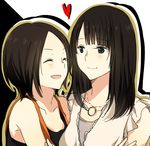  :d ^_^ akb48 bad_id bad_pixiv_id black_eyes black_hair closed_eyes collarbone heart jewelry long_hair matsui_jurina matsui_rena multiple_girls necklace open_mouth sao_(0060) short_hair ske48 smile 