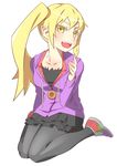  blonde_hair kugata1 long_hair monogatari_(series) nisemonogatari older oshino_shinobu pantyhose pointy_ears side_ponytail solo teenage yellow_eyes 