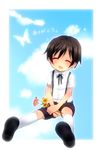  bad_id bad_pixiv_id black_hair blush bug butterfly child closed_eyes flower full_body gosick harugamitsu insect kujou_kazuya male_focus open_mouth ribbon shorts smile socks solo suspenders white_legwear 