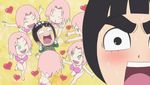  animated animated_gif bikini breasts butt_crack buttcrack chibi cleavage haruno_sakura naruto naruto_sd:_rock_lee_no_seishun_full-power_ninden pink_hair rock_lee screencap shocked surprised swimsuit wink 