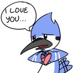  &hearts; avian aw bird blue_jay cute furrygami i_love_you male mordecai plain_background regular_show solo white_background 