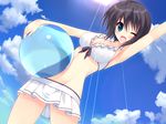  bikini black_hair fang game_cg hoshizora_e_kakaru_hashi hoshizora_e_kakaru_hashi_aa naturalton short_hair sky swimsuit wink yocchan 