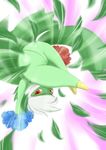  backflip flower leaf leaves looking_at_viewer no_humans pokemon red_eyes roserade simple_background 