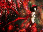  amputee bandages black_hair blood breasts flower funakura original small_breasts solo topless 