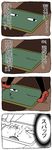  4koma black_legwear closed_eyes comic ib ib_(ib) one_eye_closed painting_(object) peeping shoes translation_request 