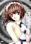  blue_eyes breasts brown_hair gloves koutetsu_tenshi_kurumi nipples saki_(koutetsu_tenshi_kurumi) topless 