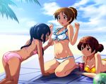  :o all_fours arm_support ass bangs bare_arms bare_shoulders barefoot beach bikini black_hair blush breast_envy breast_poke breasts brown_eyes brown_hair cleavage cloud collarbone commentary_request dark_skin day drinking drinking_straw hands_up hirasawa_ui jitome k-on! long_hair looking_at_another lying multiple_girls nakano_azusa navel ocean on_stomach open_mouth outdoors palm_leaf pink_bikini poking ponytail round_teeth seiza shian_(my_lonly_life.) short_hair short_twintails sitting sky small_breasts surprised surprised_arms suzuki_jun sweatdrop swimsuit tan teeth twintails 