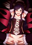  1girl accel_world armpits black_hair brown_eyes bug butterfly butterfly_wings censored elbow_gloves gloves hairband hetero insect kuroyukihime long_hair mosaic_censoring navel open_mouth penis pussy sex solo_focus soujun thighhighs wings 