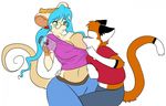  big_breasts blue_hair breast_suck breasts butterfly cat duo eyewear feline female freckles glasses green_eyes hair insect jar jasmine jasmine_(skidd) licking male mammal mouse nipples rodent skidd tongue 