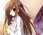  blush brown_hair dengeki_moeoh inugami_kira long_hair original undressing 