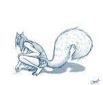 ami blue_and_white clothing crouching doodle drawing female line_art long_tail mammal oonami rodent sand shirt shorts sketch solo squirrel tank_top 