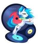  cutie_mark dancing equine female feral friendship_is_magic glow_rings hair horn mammal my_little_pony records red_eyes sajira solo unicorn vinyl_scratch_(mlp) 