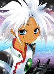  blue_eyes gloves hitsuji_usagi male_focus senel_coolidge solo sparkle spiked_hair tales_of_(series) tales_of_legendia water white_hair 