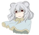  animal_ears disgust elf_(stroll_in_the_woods) grey_hair nazrin red_eyes shaded_face simple_background solo touhou upper_body 