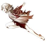  23_(real_xxiii) :q barefoot chiot_(god_eater) full_body god_eater god_eater_burst jumping pale_skin short_hair simple_background smile solo tongue tongue_out torn_clothes white_background 