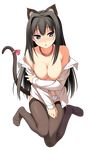  animal_ears ayase_sayuki breasts cleavage nekomimi nipples no_bra open_shirt pantsu tail thighhighs transparent_png vector_trace your_diary 