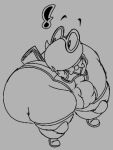 annelid anthro armless big_bulge big_butt bookworm_(game) bulge butt clothing digital_drawing_(artwork) digital_media_(artwork) electronic_arts eyewear footwear glasses hi_res huge_butt huge_thighs legwear lex_the_bookworm male monochrome popcap_games shoes sketch solo stockings tail thick_thighs volfenf wide_hips worm