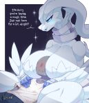anthro between_breasts big_breasts blue_eyes blush breasts bunnemilk clothed clothing comforting dragon duo english_text female fur generation_5_pokemon hi_res huge_breasts human larger_anthro larger_female legendary_pokemon male mammal nintendo nude pokemon pokemon_(species) reshiram simple_background size_difference smaller_human smaller_male smile text white_body white_fur wholesome