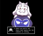 anthro big_breasts boss_monster bovid breasts caprine clothing female hi_res karkrx23 mammal purple_clothing red_eyes smile solo text_box toriel undertale undertale_(series) white_body