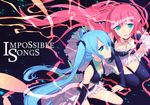  aqua_eyes aqua_hair bad_id bad_pixiv_id detached_sleeves face hatsune_miku long_hair megurine_luka multiple_girls noco_(adamas) pink_hair thighhighs twintails very_long_hair vocaloid 