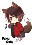  animal_ears axis_powers_hetalia bandages blush brown_hair candy chinese_clothes food halloween hong_kong_(hetalia) kaoru_(iris) lowres male_focus paws solo tail torn_clothes werewolf wolf_ears wolf_tail yellow_eyes 