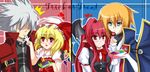  2boys 2girls aqua_eyes bad_id bad_pixiv_id bat_wings belt beret blazblue blonde_hair blush box candy coat crossover demon_tail dress eien_no_kurayami flandre_scarlet food ghost gloves halloween hat heart japanese_clothes jin_kisaragi koakuma long_coat military military_uniform multiple_boys multiple_girls necktie pointy_ears ragna_the_bloodedge red_eyes red_hair ribbon silver_hair sparkle tail touhou uniform wings 