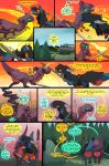 absurd_res comic dialogue dinosaur dragon dragonscape drekir dromaeosaurid duo fantasy female feral fight forest forl_(thepatchedragon) hi_res hiker_(thepatchedragon) male nuzzling plant post-apocalyptic reptile scalie staff text thepatchedragon theropod tree
