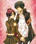  black_hair chrome_dokuro eye_patch hand_holding hibari_kyoya katekyo_hitman_reborn purple_hair 