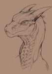 absurd_res ambiguous_gender dragon feral head_spikes hi_res horn khyaber long_neck monochrome mouth_closed narrowed_eyes pupils simple_background slit_pupils solo spikes spikes_(anatomy)