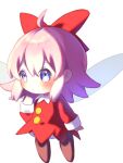  1girl blue_eyes blush dress fairy full_body hair_ribbon kirby_(series) kirby_64 looking_at_viewer nmya_(pkrx4332) pink_hair red_dress red_ribbon ribbon ribbon_(kirby) shoes short_hair smile solo wings 