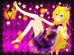  bad_id bad_pixiv_id blonde_hair blue_eyes crown dress lily_(vocaloid) long_hair ryuuwa1214 shoe_dangle short_dress smile solo vocaloid 