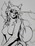 2024 anthro arm_tuft breasts chest_tuft digital_media_(artwork) ear_piercing ear_ring elbow_tuft falvie featureless_breasts female grey_background hair hi_res leopard_spots looking_at_viewer piercing ring_piercing signature simple_background smile solo spots tuft