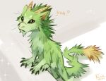 2024 6_legs ambiguous_gender bovid caprine dated dragon famir_(artist) famir_(character) feral fur furred_dragon glistening glistening_eyes goat green_body green_fur green_hair hair hi_res hybrid mammal messy_fur mouth_closed signature solo tail tail_tuft tuft wet wet_body wet_fur yellow_eyes