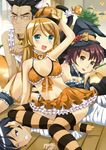  2girls animal_ears apron bad_id bad_pixiv_id bikini_top brother_and_sister cat_ears cat_tail family father_and_daughter father_and_son halloween hat highres jack-o'-lantern kousaka_daisuke kousaka_kirino kousaka_kyousuke kousaka_yoshino mother_and_daughter mother_and_son multiple_boys multiple_girls mummy onaka_sukisuki one_eye_closed ore_no_imouto_ga_konna_ni_kawaii_wake_ga_nai paw_pose pumpkin siblings striped striped_legwear tail thighhighs witch_hat 