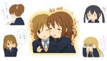  6+girls =_= bad_id bad_pixiv_id binoculars blush_stickers brown_eyes brown_hair cheek-to-cheek extra hirasawa_ui hirasawa_yui hug jealous k-on! kinoshita_shizuka kotobuki_tsumugi multiple_girls nakano_azusa school_uniform shian_(my_lonly_life.) short_hair sweat tachibana_himeko translated yandere yurijoshi 