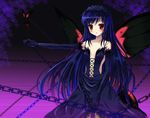  :o accel_world antenna_hair bare_shoulders blue_hair blush bug butterfly butterfly_wings chain dress ebicha elbow_gloves gloves insect kuroyukihime looking_at_viewer maid_headdress open_mouth outstretched_hand red_eyes solo wings 