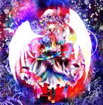  alternate_costume angel_wings colorful decorations flower hat kazu_(muchuukai) light_smile pink_eyes purple_hair red_eyes remilia_scarlet short_hair solo touhou wings 