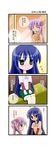  4koma aotan_nishimoto blue_hair blush comic green_eyes hiiragi_kagami izumi_konata long_hair lucky_star mole mole_under_eye multiple_girls purple_eyes purple_hair translated 