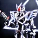  belt glowing gun irisu_haniwa kamen_rider kamen_rider_555 kamen_rider_delta male_focus neon_trim solo weapon 