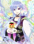  bad_id bad_pixiv_id blue_hair candy choker food halloween highres long_hair original purple_eyes smile solo star witch wool_(kurokrkr) 