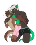 &lt;3 anthro asphyxiation blush boxer_briefs bulge chokehold choking clothed clothing dry_humping duo from_behind_position grin grinding hi_res leg_grab looking_at_another male male/male mammal murid murine mustelid otter pawpads paws raised_leg rashad rat rodent seagullart2 sex size_difference smile underwear