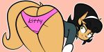 2024 anthro black_hair butt clothing digital_drawing_(artwork) digital_media_(artwork) domestic_cat felid feline felis female fur gold-white-kott hair hi_res kitty_katswell looking_back mammal nickelodeon panties pink_clothing pink_panties pink_underwear presenting presenting_hindquarters simple_background smile solo t.u.f.f._puppy tail tan_body tan_fur underwear