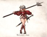  absurdres armor blonde_hair blue_eyes dagger helmet highres holding holding_weapon ironlily knife long_sleeves original polearm puffy_long_sleeves puffy_sleeves reislaeufer_(ironlily) sheath sword weapon 