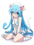  animal_ears bad_id bad_pixiv_id blue_eyes blue_hair cat_ears dress hattori_masaki ikamusume shinryaku!_ikamusume solo tail 