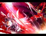  animal_ears battle blonde_hair bunny_ears covering_head crazy fangs flandre_scarlet fleeing kazetto laevatein long_hair multiple_girls open_mouth purple_hair reisen_udongein_inaba tears touhou wings 