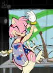 absurd_res amy_rose anthro apron bikini butt clothed clothing dessert digital_media_(artwork) eulipotyphlan female food food_fetish food_play gloves hair handwear hedgehog hi_res mammal messy one-piece_swimsuit open_mouth pink_body sebaku sega slightly_chubby smile solo sonic_the_hedgehog sonic_the_hedgehog_(series) swimwear two-piece_swimsuit wam