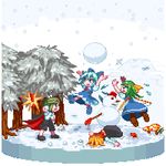  bad_id bad_pixiv_id cirno daiyousei lowres multiple_girls pedoroiya pixel_art rumia snow snowman touhou wriggle_nightbug 