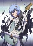  absurdres ayanami_rei blue_hair bodysuit electric_guitar fender guitar highres instrument lance_of_longinus looking_back neon_genesis_evangelion non-web_source plugsuit red_eyes short_hair solo stratocaster tsurumaki_kazuya white_bodysuit 