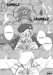  1boy absurdres beret blood blood_from_mouth commander_(girls&#039;_frontline) crater english_text girls&#039;_frontline griffin_&amp;_kryuger_military_uniform hat highres reddit rwbyspartan_(reddit_user) smart_oval solo speech_bubble 