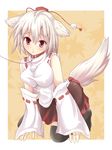  :&lt; animal_ears breasts collar detached_sleeves efe face hat inubashiri_momiji leash medium_breasts red_eyes short_hair silver_hair solo tail tokin_hat touhou wolf_ears wolf_tail 